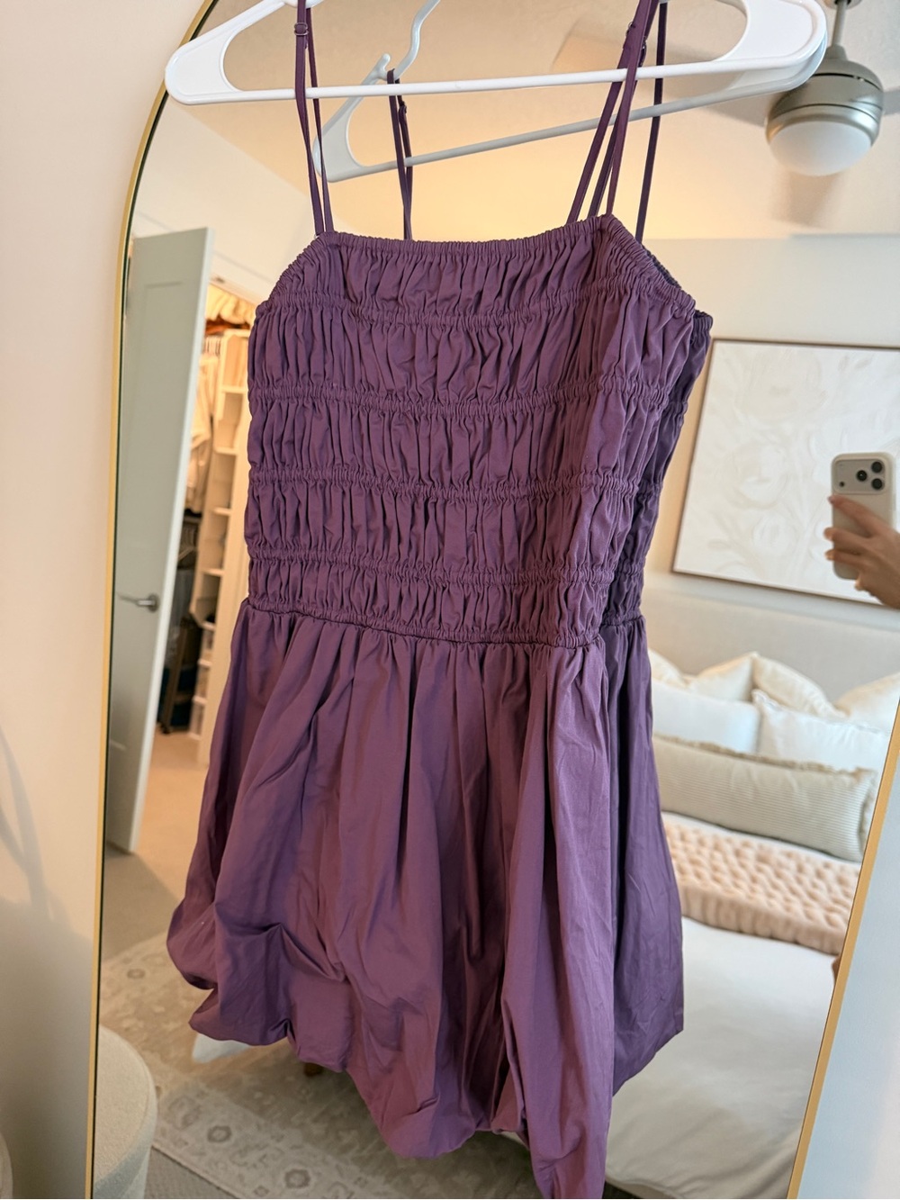 Nordstrom Purple Smocked Bubble Mini Dress